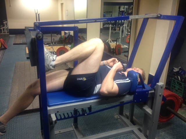 Sam Jeffries using the MyoThrusta single-legged start position